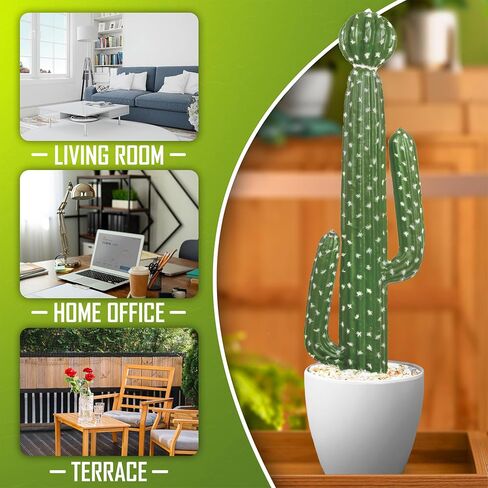 Artificial Fake Cactus Plant - 27 Inch Large Faux Cactus Plant for Indoor - Tall Artificial Cactus Plant for Home Decor - Large Fake Desert Plants, Green, SAC60 in Saudi Arabia
