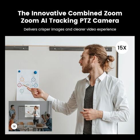 V415 4K PTZ Webcam, Zoom Certified Conference Camera, 15x Hybrid Zoom, AI-Powered Noise Cancellation, HDMI | RJ45 NDI Supported, 350° Pan & 60° Tilt, Remote Control for Zoom/Teams/Google Meet in Saudi Arabia