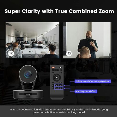 V415 4K PTZ Webcam, Zoom Certified Conference Camera, 15x Hybrid Zoom, AI-Powered Noise Cancellation, HDMI | RJ45 NDI Supported, 350° Pan & 60° Tilt, Remote Control for Zoom/Teams/Google Meet in Saudi Arabia
