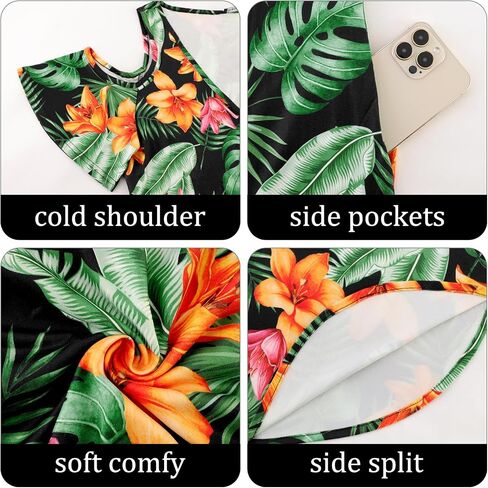 Gracyoga Maxi Dress for Women Casual Summer V Neck Cold Shoulder Short Sleeve Split Long Beach Dresses with Pockets in Saudi Arabia