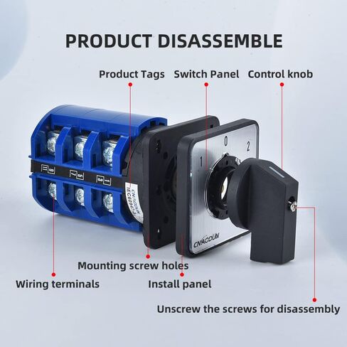 مفتاح التحويل، CNAODUN Universal Rotary 63A 660V 3 مواضع 12 محطة LW28-63 محدد التبديل العالمي الإغلاق in Kuwait