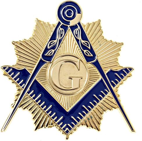 Shining Square & Compass Masonic Auto Emblem - [Gold & Blue][3'' Tall] in Saudi Arabia