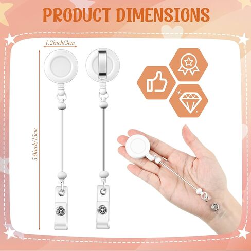 12 Pcs Beadable DIY Badge Reel Kit Retractable ID Name Badge Reel Clips Holder for Beads Blank Bar with Belt Clip Jewelry DIY Gift for Nurse and Teacher Office Supplies in Saudi Arabia