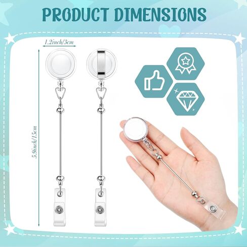 12 Pcs Beadable DIY Badge Reel Kit Retractable ID Name Badge Reel Clips Holder for Beads Blank Bar with Belt Clip Jewelry DIY Gift for Nurse and Teacher Office Supplies in Saudi Arabia