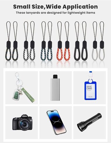 Finger Lanyard Hand Wrist Strap Lanyard Set - 12 Pack Colorful Nylon Hand Strap Straps Finger Wrist Neck Lanyards for Mobile Phones, Cameras, USB Flash Drives, ID Badges Keychain String in Saudi Arabia