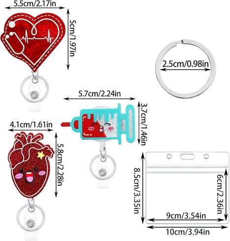 Yiflin Funny Retractable Badge Reel Set with ID Badge Name Holder, Cute Belt Clip, for Nurse, Teacher, Student, Staff, Great Gift for Men Women (3Heart Badge Reel Set) in Kuwait