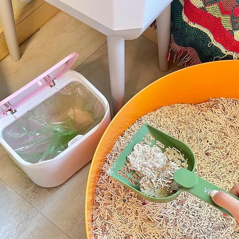 سلة مهملات فضلات القطط، سلة مهملات صغيرة توضع على سطح الطاولة مع غطاء من نوع الضغط، تتضمن سلة مهملات فضلات القطط 60 كيسًا لإعادة التعبئة in Kuwait