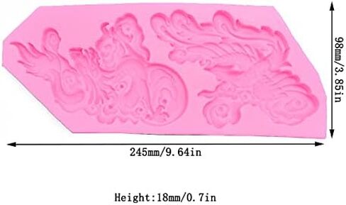 Chinese Zodiac Dragon and Phoenix Silicone Molds for DIY Cake Fondant Biscuit Cookies Soap Sugar Pudding Chocolate Hard Candies Dessert Candle Decor (A) in Kuwait