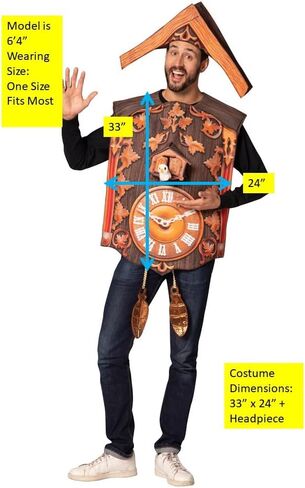 Rasta Imposta Coo Coo Clock Costume Cuckoo Alarm Clocks Grandfather Timepieces Chronometers Dress Up Cosplay Party Costumes, Adult One Size in Saudi Arabia