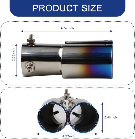 Pack-1 Car Modified Exhaust Pipe Replacement, Waterproof Durable Metal Vehicle Tailpipe Accessories, Universal Smooth Automotive Accessories for SUV Truck (Baked Blue #Curved Bevel Mouth) in Saudi Arabia