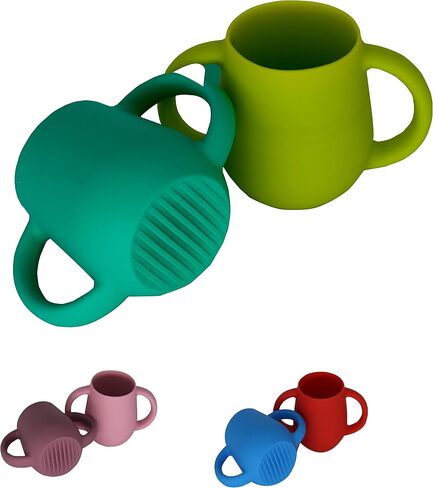 Silicone Baby Cups for Baby or Toddler 2 Pack Flexible Food-Grade Safe BPA Free with Easy-Grip Handles for Self-Feeding Training in Saudi Arabia
