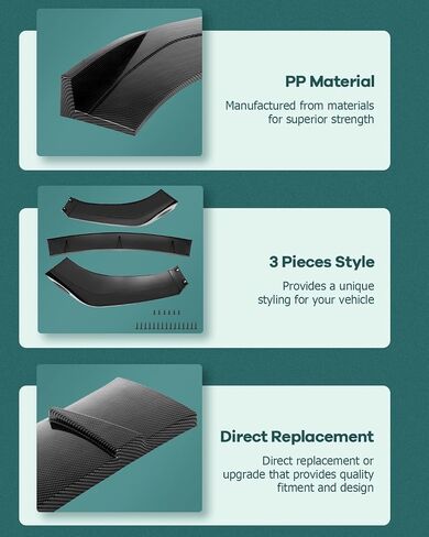 SCITOO Universal 3PCS Glossy Carbon Look Front Bumper Body Kit in Saudi Arabia