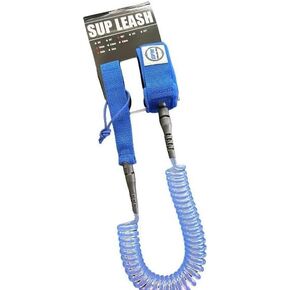 10' Blue Coiled SUP Leash - Strong, Comfortable & Durable Stand Up Paddle Board Safety Tether; Support Surf Therapy Programs