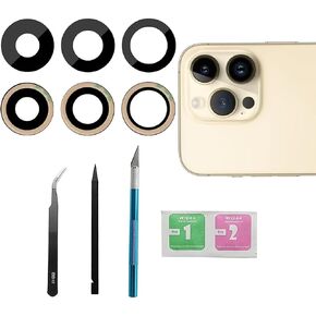 3 Pcs/Set Back Camera Lens Replacement for iPhone 14 Pro Max, Rear Glass Camera Lens Cover Back Camera Glass Lens Replacement with Pre-Installed Adhesive + Repair Tool Kit