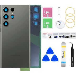 Back Glass Replacement for Samsung Galaxy S23 Ultra with Professional Repair Tool Kit (Cream)