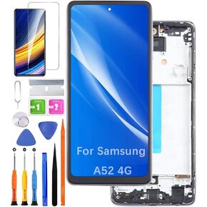 for Samsung A52 4G Screen Replacement with Frame (Incell) for Samsung A525F A525F/DS A525M A525M/DS LCD Display Touch Digitizer Assembly with Repair Part Tools(Without Fingerprint)