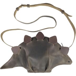 Dinosaur-Shaped (Stegosaurus) Shoulder Bag, Handbag, Crossbody Bag, Messenger Bag with Adjustable Strap, Full Grain Leather, Handmade, Dark Jade in Saudi Arabia