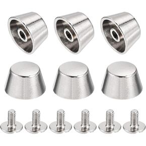 uxcell 10x7mm Rivet Studs Screw Back Flat Hollow Feet Stud Spike for Leather Craft DIY Matt Black 6pcs