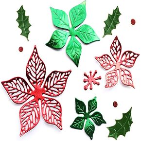 Flower Metal Cutting Die Poinsettia Flower Leaf and Holly Die Cuts for Card Making Scrapbooking Decoration Christmas Embossing Stencils