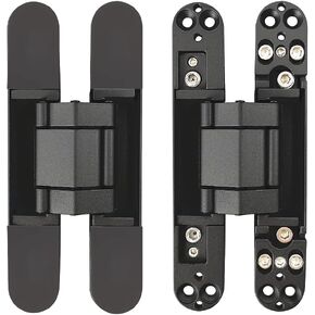 Invisible Hinge Concealed Door Hinges Heavy Duty Hidden Hinge up to 176 Pound Doors 3-D Adjustable 7 inch Black - 2 Pack