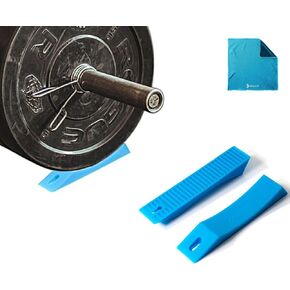 Deadlift Jack Alternative - 1 Pair - Lift Bar Making Loading and Unloading Weight Plates Easy - Ideal for Home Gym - Rubber Wedge Fits Your Bag - Cool Towel Included