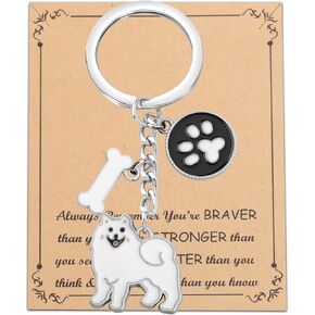 FUSTMW Samoyed Gifts Keychain Dog Lover Gifts Samoyed Dog Owners Gifts Pet Rescue Gifts Memorial Gifts for Samoyed Mom Dad