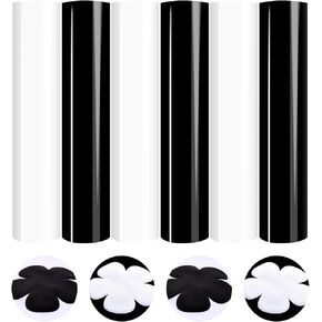 White Puff Vinyl Heat Transfer -12 * 10inches 6 Sheets Black and White 3D Puff HTV Iron On Vinyl Puffy HTV Puff Heat Transfer Vinyl for T-Shirts Compatible with Cameo/Cricut