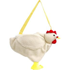 Chicken Purse Cute Chicken Bag Fluffy Hen Shoulder Plush Handbag Crossbody Purse,Funny Animal Cartoon Crossbody Bag