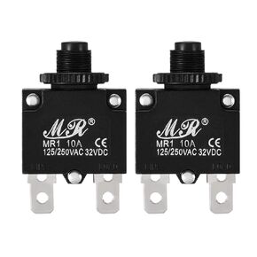 uxcell 2Pcs Thermal Overload Protector AC 125/250V 10A Push Button Reset Circuit Breaker
