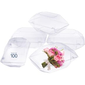 Royal Imports Clear Plastic Flower Box for Corsage, Boutonniere, Rose, Orchid Prom Wedding Craft Container 9x5x4-100 Pack