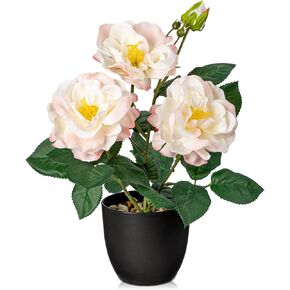 Kalanchoe Artificial Flowers Bush Pink Faux Silk Flowers Artificial Plants & Flowers in Vase Small Potted Plant Fake Flower with Pot Arrangement Home Decor Office Bathroom Shelf Desk Decoration