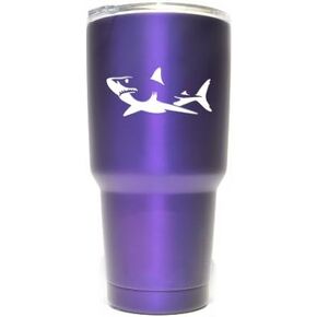 Shark Vinyl Decals Stickers (2 Pack!!!) | Tumbler Coffee and Insulated Cups | Decals Only! Cup not Included! | 2-4 X 1.75 inch White Decals | KCD1104W