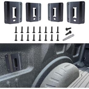 4 Pack Truck Bed Tie Down Anchor Boxlink E Port Bracket Plates Compatible with Ford Raptor 2015-2024 F150 / F250 / F350 Super Duty, Fit for E Track Accessories