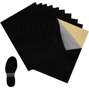 10 Pcs Stick-on Faux Suede Soles for Dance Shoes, 11.8"x8.3" Black Suede Sheets，Friction-reducing to Easy Rotation and Sliding on Indoor Floors, Self Adhesive Replacement High Heeled Shoes