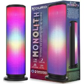 Aduro LED Wireless Speaker with Pulsating Lights, Wireless Color Changing Portable Outdoor Party Tower Speaker Universal, Black