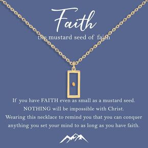 Mustard Seed of Faith Necklace Christian Gifts for Women, 14k Gold Plated Stainless Steel Mustard Seed Necklace Christian Faith Jewelry Easter Gifts for Daughter Niece Teen Girls Blessed Baptism Gift in Kuwait