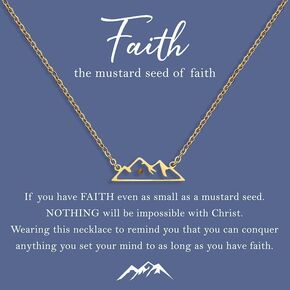 Mustard Seed of Faith Necklace Christian Gifts for Women, 14k Gold Plated Stainless Steel Mustard Seed Necklace Christian Faith Jewelry Easter Gifts for Daughter Niece Teen Girls Blessed Baptism Gift