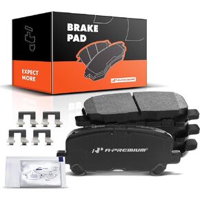 A-Premium Front Ceramic Disc Brake Pads Set Compatible with Select Honda and Acura Models - Pilot 2009-2015, RLX 2014-2015/2017-2018, MDX 2007-2013, ZDX 2010-2013, with Hardware, 4 Pcs