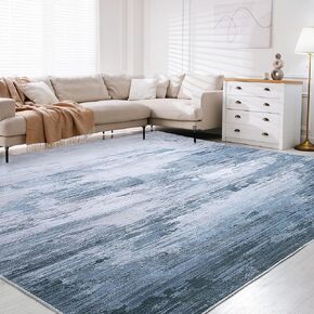 10x14 Modern Abstract Area Rug for Living Room Bedroom, Large Machine Washable Boho Floor Carpet with Non-Slip Backing for Indoor Office Dining Room, Home Deco Non-Shedding