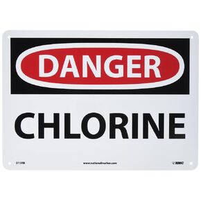 NMC D15RB DANGER – CHLORINE – 14 in. x 10 in. Rigid Plastic Danger Sign with White/Black Text on Red/White Base