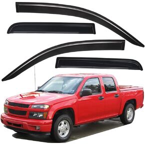 Lightronic WV94133 Outside Mount Side Window Deflectors Visors Vent Rain Guards, Dark Smoke, 4-Pieces Set, Fits 2004-2012 Chevrolet Colorado & GMC Canyon, Crew Cab