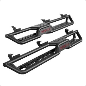 Running Boards 6.5 Inches with Two Stairs Design Compatible with 2007-2018 Jeep Wrangler JK 4 Doors, All-Steel Build, Bolt-on Side Steps, Black Powder Coated Nerf Bar