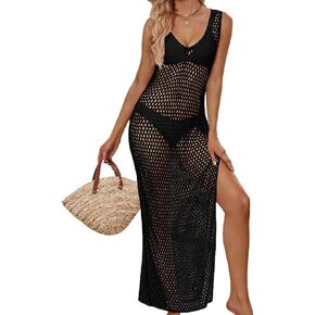 Bsubseach Bathing Suit Cover Up for Women Hollow Out Crochet Cover Up Bikini Swimsuit Coverup Long Beach Dresses