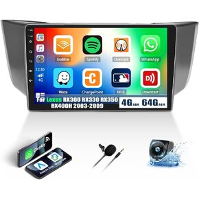 [4+64G]8-Core Android 13 Car Stereo for Lexus RX300 RX330 RX350 RX400H 2003-2009 with Apple Carplay&Android Auto,9 Inch Car Radio with Mirror Link Bluetooth FM/RDS WiFi GPS SWC Dual USB+Backup Camera