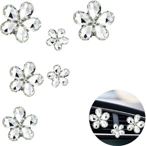 6 Pack Bling Crystal Car Vent Clip, Sparkly Bling Car Air Fresheners Clips Charm with Reuseable Scent Refills (Golden)