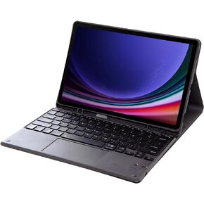 Keyboard Case for Samsung Galaxy Tab S9 Plus/S9 FE Plus 12.4", 7 Color Backlit Wireless Bluetooth Keyboard with Touchpad, Protective Hard Cover Magnetic Leather,Black