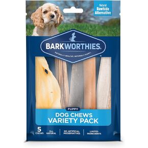 Barkworthies Healthy Dog Treats & Chews Puppy Dog Variety Pack (5 Chews) - Protein-Rich, All-Natural, Highly Digestible, Rawhide Alternative - Promotes Dental Health - Great Gift for All Dogs