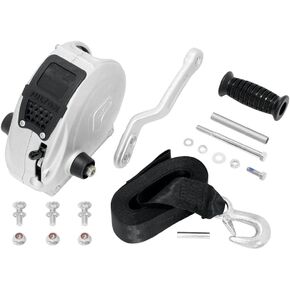 Fulton FW16000101 F2 Boat Trailer Winch with 20 Foot Winch Strap with Hook, 1,600 lbs. Capacity, Single-Speed Hand Crank Winch, Dual Gear Drum System