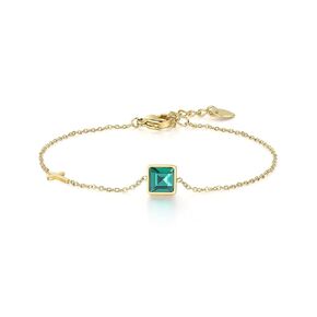 Emerald Jewelry Bracelet, OUXi Dark Green Crystal Diamond Pendant in Stainless Steel Hand Chain 18k Gold Plating Chain Gold plated, May Created Birthstone Bangle Gift Gemstone for Women Mom Girls