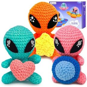 ekaus Crochet Kit for Beginners, Crochet Starter Kit with Step-by-Step Video Tutorials, Crochet DIY Knitting Supplies for Adults Kids, Crochet Rabbits(45%+ Yarn)